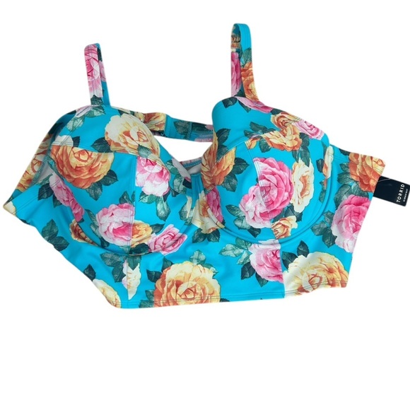 Torrid Bikini Top Blue Floral Underwire Women's Plus SZ 6X Summer Vacation NEW - Picture 5 of 11